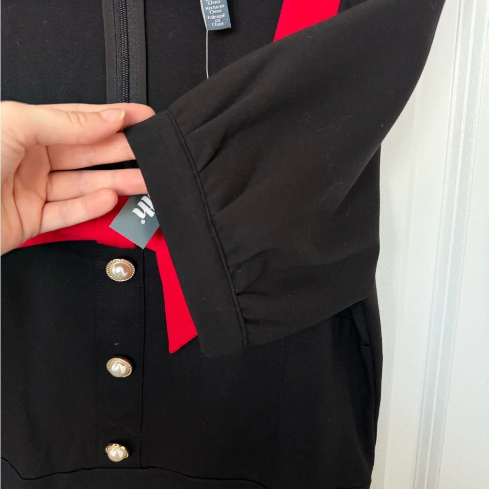 Modcloth Black Mini Dress with Red Trim and Bow - Picture 6 of 13